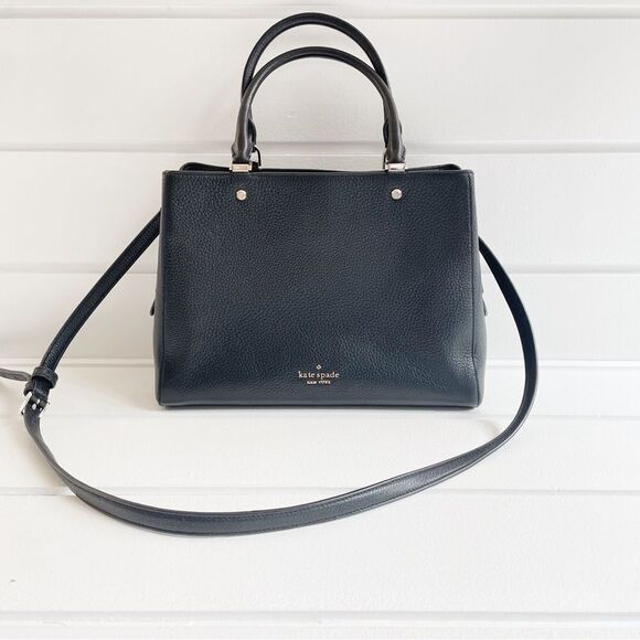 Kate Spade Leila Medium Triple Compartment Satchel Crossbody Bag Black